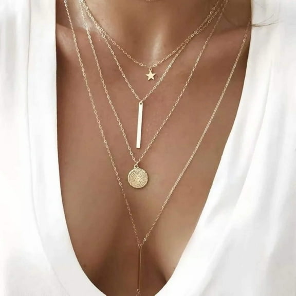 Layered 14K Gold Plated Pearl Cuban Necklace