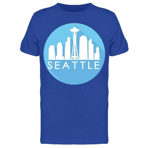 Seattle Skyline Button T-Shirt Men -Image by Shutterstock, Male XX-Large
