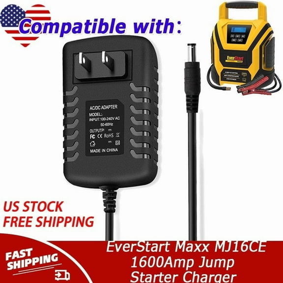 AC Adapter Compatible with EverStart Maxx MJ16CE 1600 Peak Amp Jump Starter Air Compressor