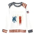 thumbnail image 4 of Women's 4th of July Graphic Hoodless Sweatshirt Patriotic Independence Day Letter Print Style Casual Crewneck Sweatshirt Fall Winter Fashion Top White XL, 4 of 4