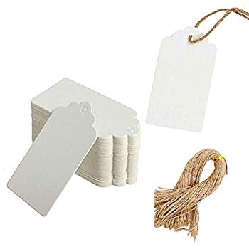 SallyFashion Paper Tags Gift Hang Tags with String 200pcs White