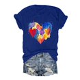 thumbnail image 1 of TSADFHJI Hauts Mignons pour Femmes Été 2024 Imprimé T-Shirt Col Rond Manches Courtes TG Bleu, 1 of 2