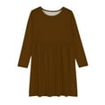 thumbnail image 5 of Odeerbi Kids Girls Fall Winter Flowy Princess Dresses Long Sleeve Stretchy Dress A Line Twirly Skater School Recital Dress Brown, 5 of 5