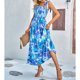thumbnail image 2 of Maxi vestido fruncido estampado correa plisada moda elegante mujer Maxi vestido para fiesta de citas, 2 of 8
