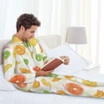 thumbnail image 4 of Mens Pajamas Set, Colorful lemons Button Down Long Sleeve Loungewear Sleepwear Pjs sets for Men, 4 of 5