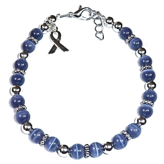 Stomach Cancer Awareness Bracelet by Hidden Hollow Beads - 7 3/4 in. - Fits Most Adults - Lobster Clasp (Periwinkle)