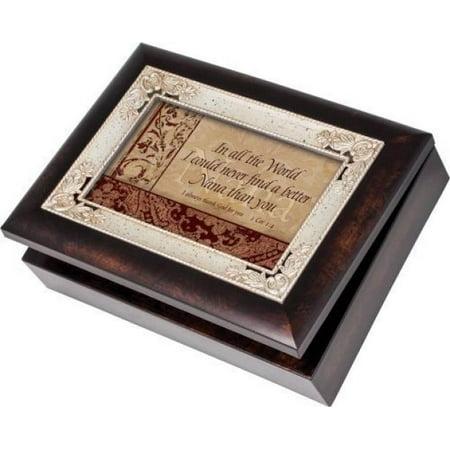 Silver Plated Jewelry Box Nana Burlwood With Silver Inlay Italian Style Music Box / Jewelry Box Plays Amazing Grace ()
