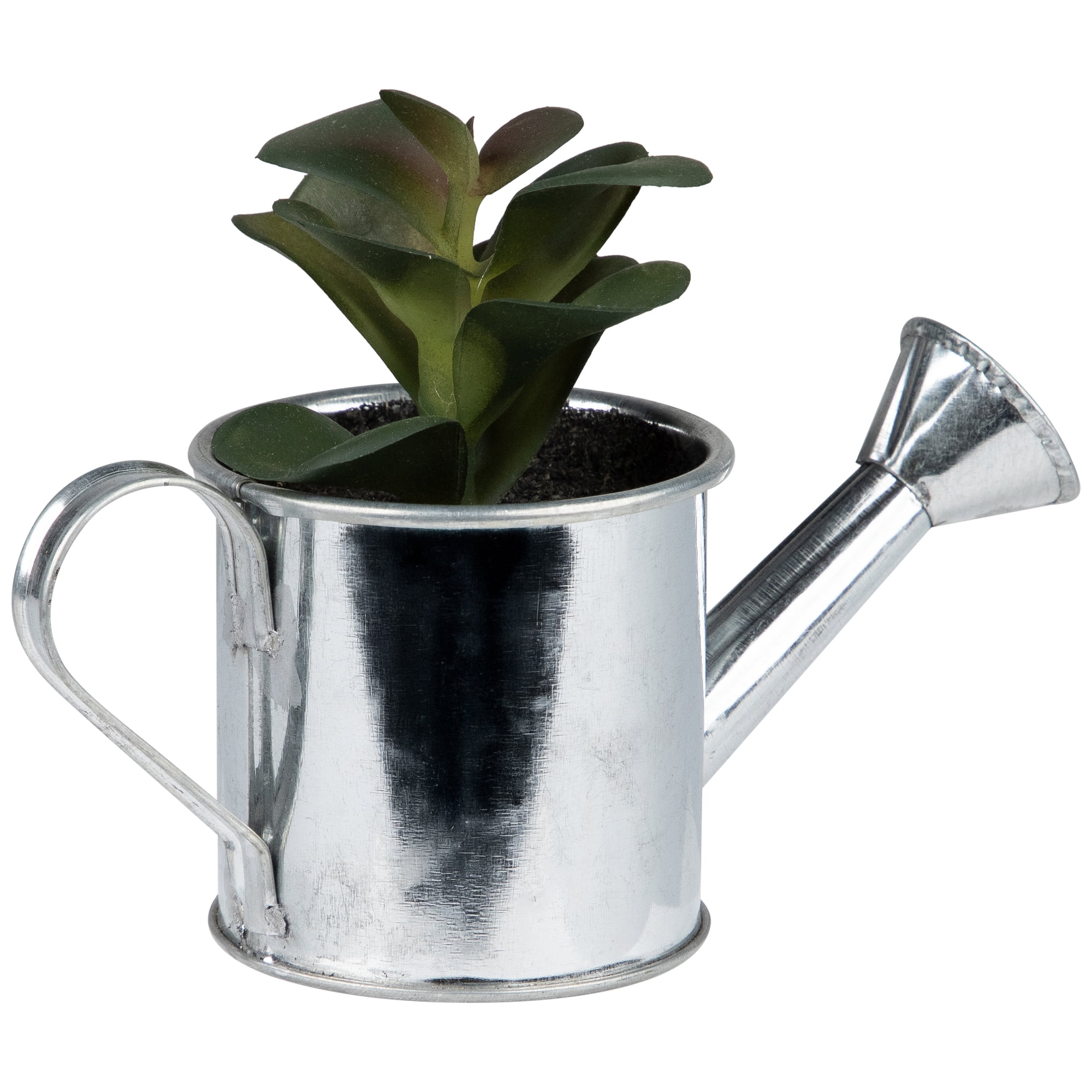 4" Adorable Tropical Green Mini Artificial Succulent in Tin Water Can