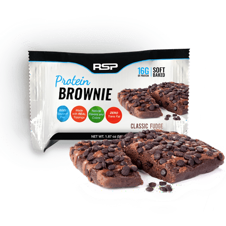 Protein Brownie - RSP Nutrition Protein Brownie, Classic Fudge, 16g Protein, 12 Ct