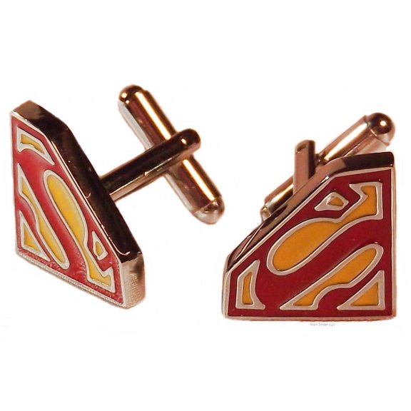 DC Comics Superman Logo Enamel/Silvertone Metal Cufflinks