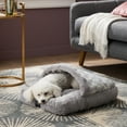 thumbnail image 3 of NICOLE MILLER NEW YORK PET Kendall Fluted Geo Cozy Slipper Cave Pet Bed, Cozy & Calming, Water Repellent, Non-Slip Bottom, Machine Washable, Grey, Small 22"x17"x11", 3 of 12