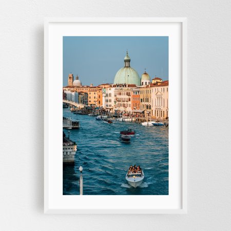 Grand Canal, Venice - Venice Veneto Italy Photography Cityscape Gondola Italian Architecture Water Boat White Framed Wall Art Print 5 x 7 inches
