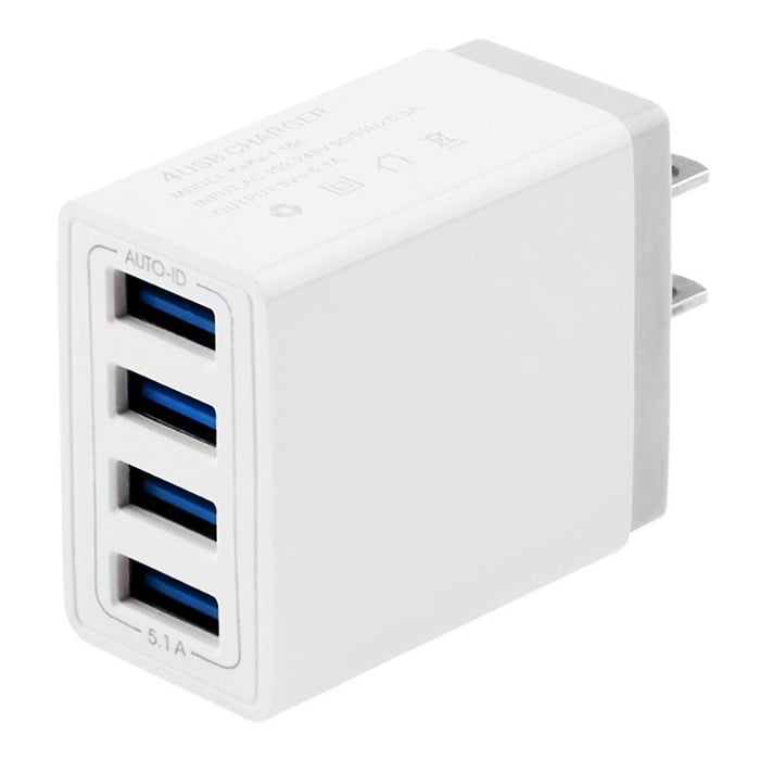 hånd Kompliment Ensomhed USB Charger, 5V 4-ports 4-port 2.1 Amp Wall Charger USB Plug Charger Wall  Plug Power Adapter Fast Charging Cube Compatible with Apple iPhone, iPad,  Samsung Galaxy, Note, HTC, LG & More (White) -