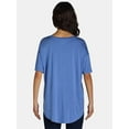 thumbnail image 4 of Time and Tru Women's Crewneck Tunic Tee with Short Sleeves, Sizes XS-XXXL, 4 of 5