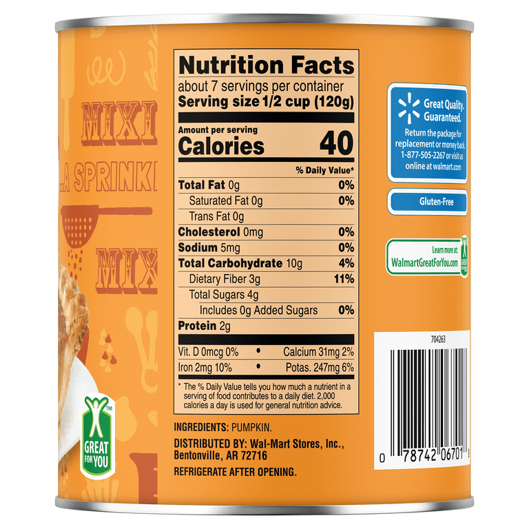 Great Value 100% Pure Canned Pumpkin, 29 oz Can - Walmart.com