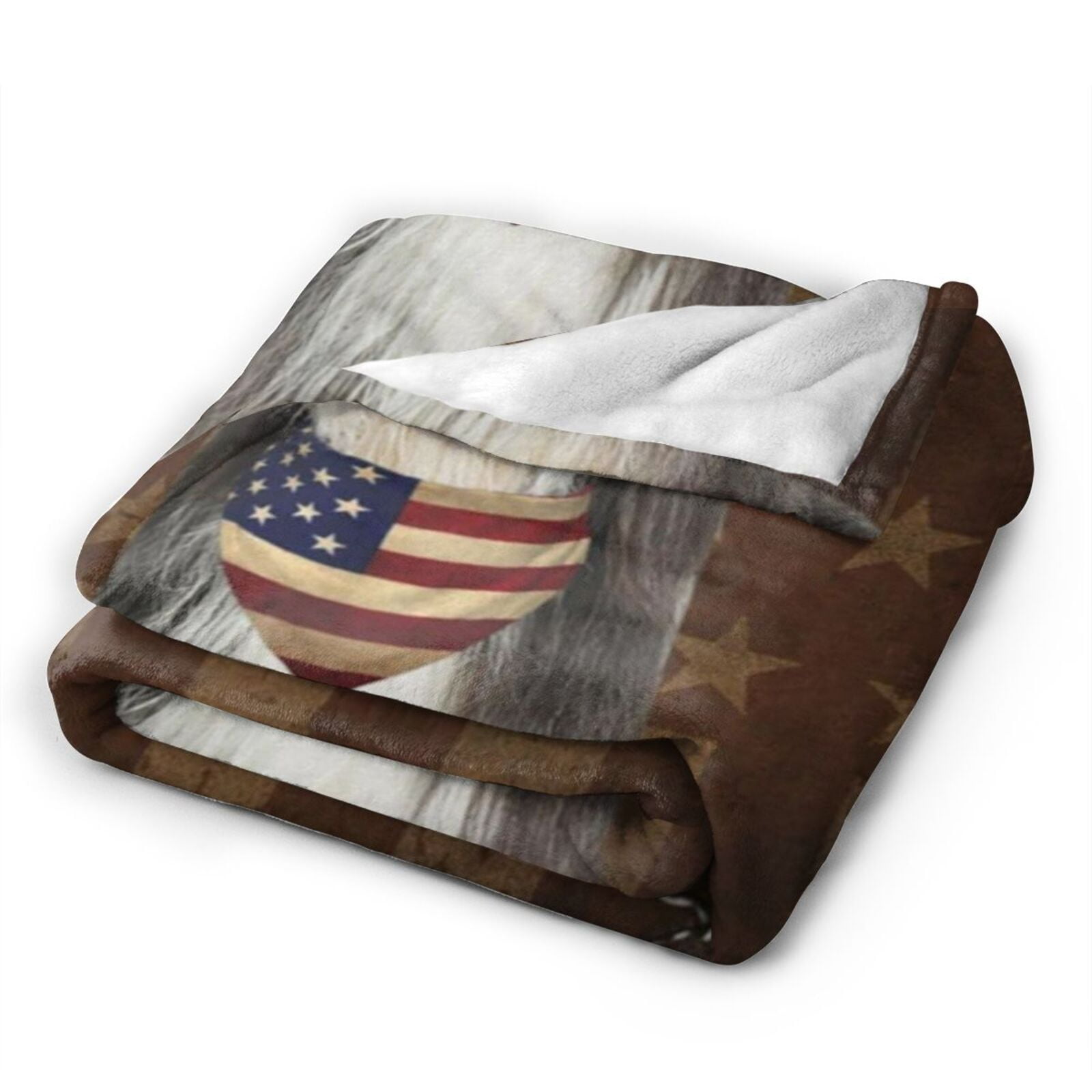 Wijzvio Bearded Collie Dog With Vintage American Flag Throw Blanket Soft Fuzzy Fleece Blanket For Couch Bed Living Room Decoration 60"X50"