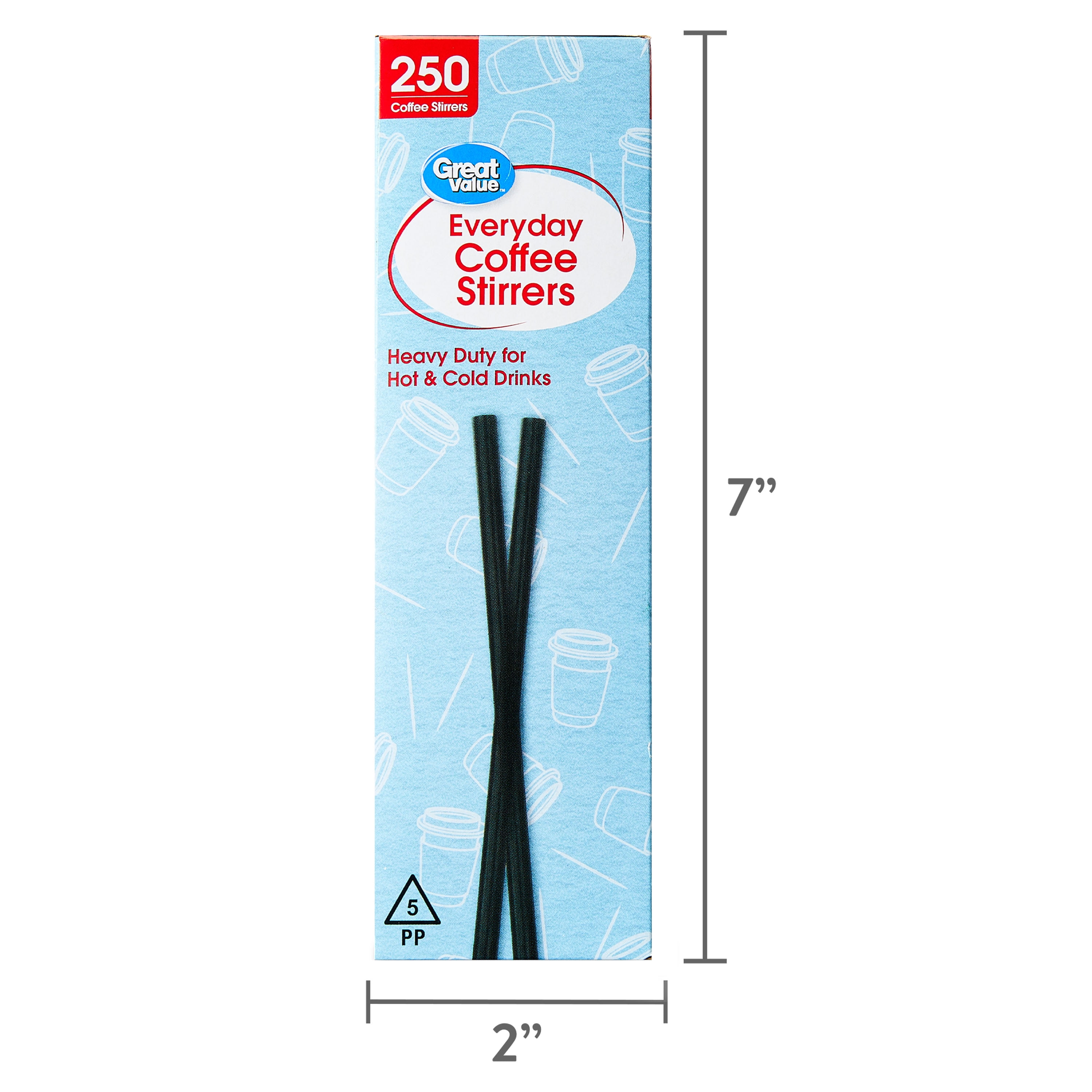 (3 pack) Great Value Disposable Plastic Coffee Stirrers, Black, 250 Count