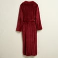 thumbnail image 4 of Homegro Women's Flannel Bath Robe Long Spa Bathrobe Fleece Plush Winter Warm Full Length Pockets Belted Burgundy Medium, 4 of 5