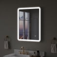 thumbnail image 2 of ANGELES HOME 28 x 36 inch LED Bathroom Mirror, LED Lighted Mirror for Bathroom, Wall Bathroom Vanity Mirror with Lights, Framed Round Corner Mirror with Dimmer, Anti-Fog, Vertical/Horizontal, White, 2 of 11
