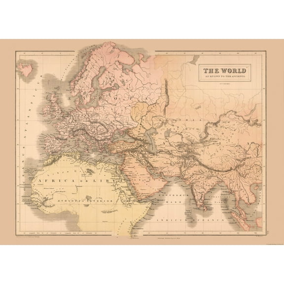Historic Map - Europe Asia Africa Ancient - Black 1867 - Vintage Wall Art