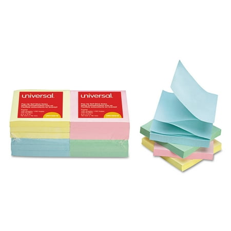 Notes Pastel Notes - Universal Fan-Folded Self-Stick Pop-Up Notes, 3 x 3, 4 Assorted Pastel, 100-Sheet, 12/PK