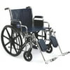 Medline Excel Extra-Wide Wheelchair, 22" Wide Seat, Desk-Length Removable Arms, Elevating Leg Rests