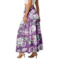 thumbnail image 4 of LWavelet Women's Vintage Floral Print Tiered Maxi Skirt, Elastic Waist with Pockets, Boho Spring & Easter Long Skirt Dark Purple 2XL, 4 of 6