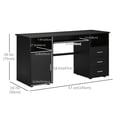 thumbnail image 2 of 57" Black Computer Desk with Drawers & Shelves - Home Office Writing Workstation with Keyboard Tray & Lockable Storage - Study, Living Room & Bedroom Desk, 2 of 7