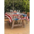 thumbnail image 3 of Outdoor Tablecloth with Umbrella Hole for Patio/Picnic/Party/Camping, 4th of July Waterproof Table Cloth Rectangle Table Cover Washable, Daisy Botanical Leaves Red Striped Independence (60"x 102"), 3 of 8