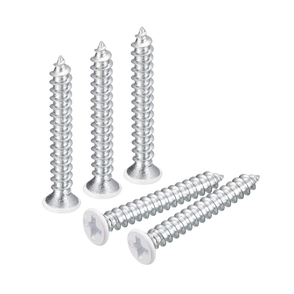 Tornillos blancos ST4x30mm, tornillos autorroscantes, paquete de 50, tornillos Phillips de cabeza plana para trabajos en madera