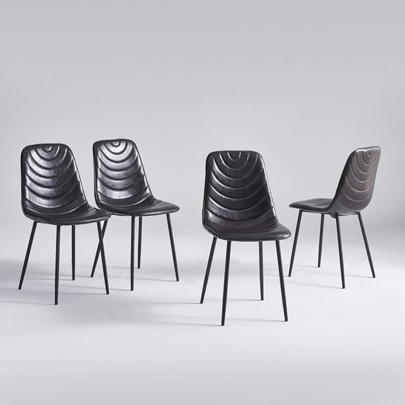 Anchorhome Modern Upholstered Kitchen Dining Chairs Set of 4, Sleek Faux Leather Armless Side Chairs