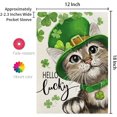 thumbnail image 6 of Shmbada St Patricks Day Cat Garden Flag Hello Lucky 12x18 Inch Double Sided for Outside Small Burlap Shamrock Clovers Holiday Yard Decoration, 6 of 7