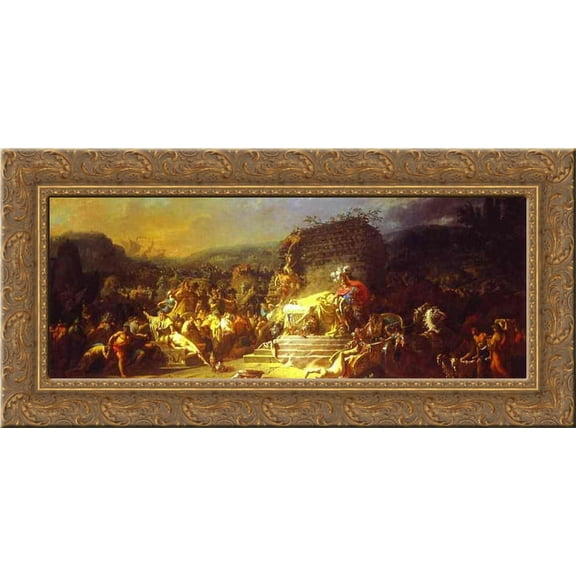 The Funeral of Patroclus 24x12 Gold Ornate Wood Framed Canvas Art by Jacques-Louis David