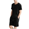 thumbnail image 2 of Maqroz Mens Sweatsuits 2 Piece Set Short Sleeve T-Shirt and Shorts Set Crew Neck Top with Elastic Waist Bottoms Casual Loungewear Soft Everyday Wear Lightweight Comfortable Home Outfit, 2 of 5