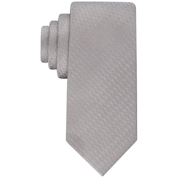 Calvin Klein Mens Shaded Geo Print Necktie Ecru Grey