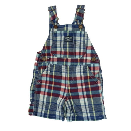 - Osh Kosh Bgosh Infant Boys Blue Red Checked Plaid Shortall Overall Shorts