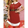 thumbnail image 2 of Womens Christmas 3D Realistic Novelty Printed Dresses Short Sleeve A-line Flared Mini Holiday Dress, 2 of 5
