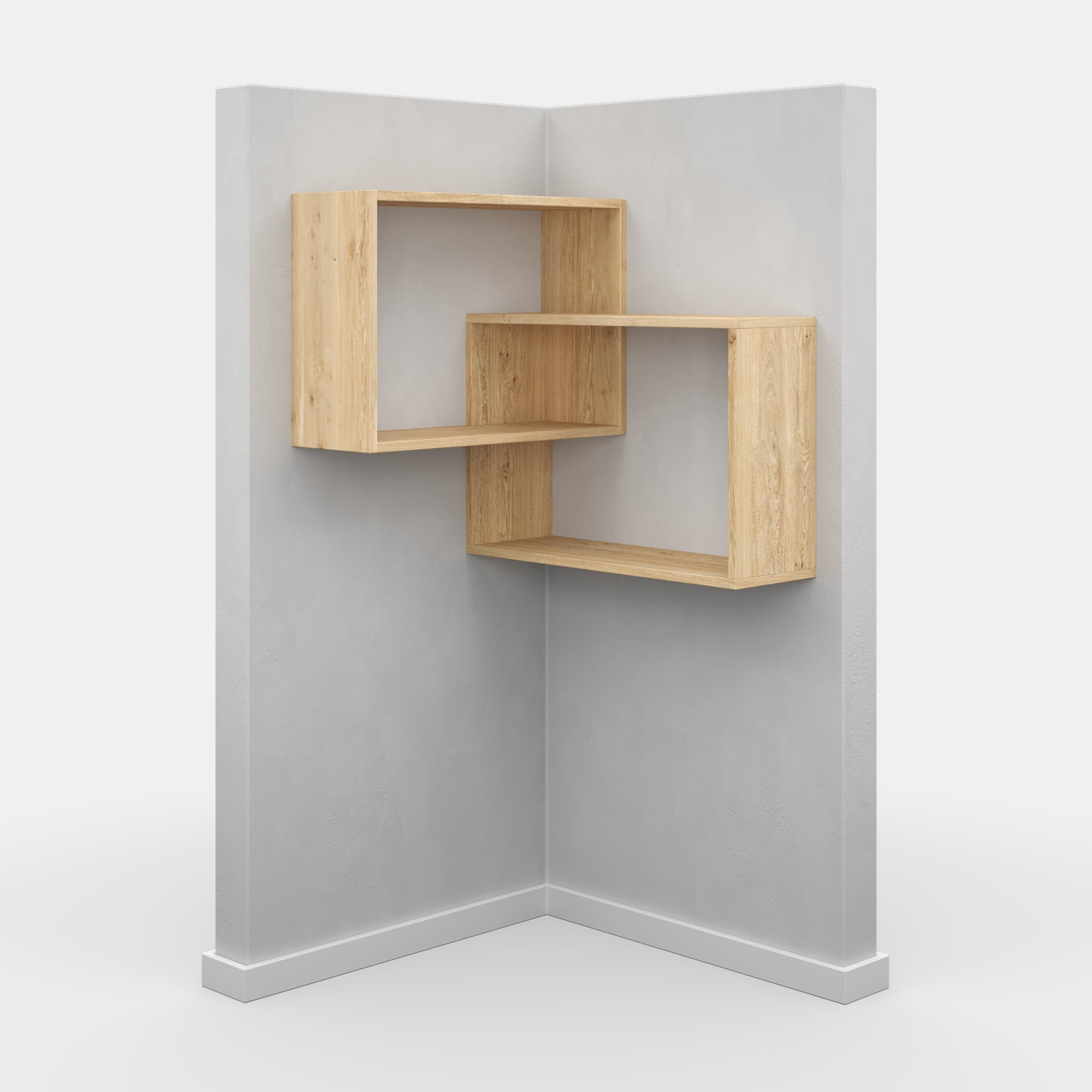 Ada Home Decor Furniture 23.5" 3 Tier Oak Warner Modern Wall Shelf