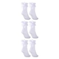 thumbnail image 3 of relayinert White Lightweight Women Lace Socks With Bow For Chic Look Stretchy Opaque Ruffle Lace Socks 3Set, 3 of 6