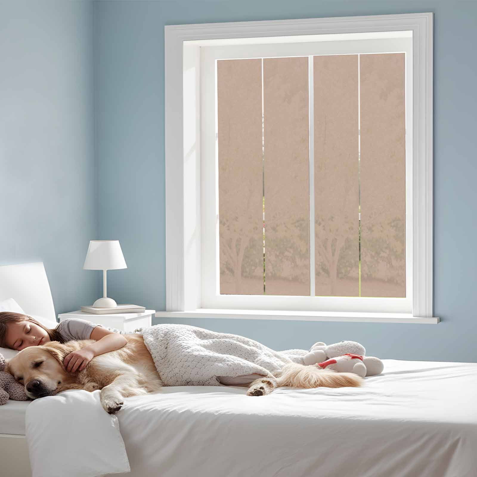 Static Cling Non Adhesive Window Film, Brown Window Privacy Film Frosted, Farmhouse Solid Brown Color Modern Art Opaque Window Coverings for Small Windows, Home, 17.7 x 39.3 Inches