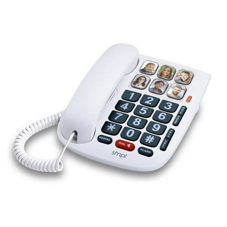 SMPL Hands-Free Dial Photo Memory Big Button Phone for Seniors - One-Touch Dialing, Large Buttons, Hearing Impaired Phones for Elderly, Alzheimer's, Dementia.