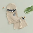 thumbnail image 2 of Gupgi 2PCS Baby Boy Summer Clothes Sleeveless Plaid Hooded Tank Tops+Shorts Set, 2 of 9