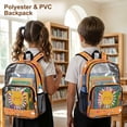 thumbnail image 4 of ZIATUBLES Smiling Sun Print Clear Backpack Heavy Duty, Fabric & PVC Transparent Backpack with Front Pockets & Side Mesh, See Through Bookbag for School College Security, 4 of 7