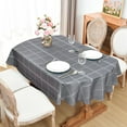 thumbnail image 2 of Grey Plaid Tablecloth Waterproof Table Cloth Oval Elegant Plaid Tablecloths for Daily Use Home Dining Room Kitchen 52x70 Inch, 2 of 6