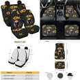 thumbnail image 4 of Yuyamidu 15pcs Black Leopard Print Car Accessories Sets Highland Cow Car Seat Covers Sunflower Floor Mats Auto Steering Wheel Cover Seatbelt Pads Handbrake Cover Set Coasters, 4 of 6
