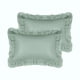 thumbnail image 1 of Funda de almohadas REGALWOVEN con triple volantes, juego de 2 fundas de almohada, fundas de cama con cierre de sobre, tamaño Queen (20"x30") verde, 1 of 7