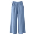 thumbnail image 4 of Wlynlyn Womens Pants Summer Boho Elastic Waistband Fashion Wide Leg Beach Pants Loose Casual Palazzo Pants Travel Vacation Clothes, 4 of 7