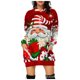 thumbnail image 2 of Vestido con capucha de manga larga con estampado 3D de dibujos animados de muñeco de nieve y Papá Noel informal, 2 of 5