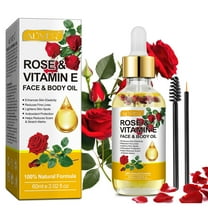 Rose Vitamin E Face & Body Oil by Aliver,Vitamin E Oil, Prevent Skin Dryness,Reduce Wrinkles, Diminish Scars and Stretch Marks with Scraping Board 2.02oz