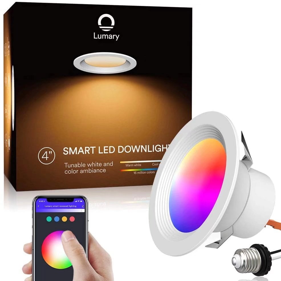 Work with Alexa 9W 750lm Fix to Ceiling Downlight OREiN 4 Pack Smart Recessed Lighting 4 inch RGBWW with Wi-Fi APP Control Siri Google